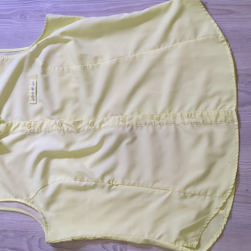 Eddie Bauer Sleeveless Shirt XL Lemon Wash Fishing Hiking Lightweight - Picture 6 of 15